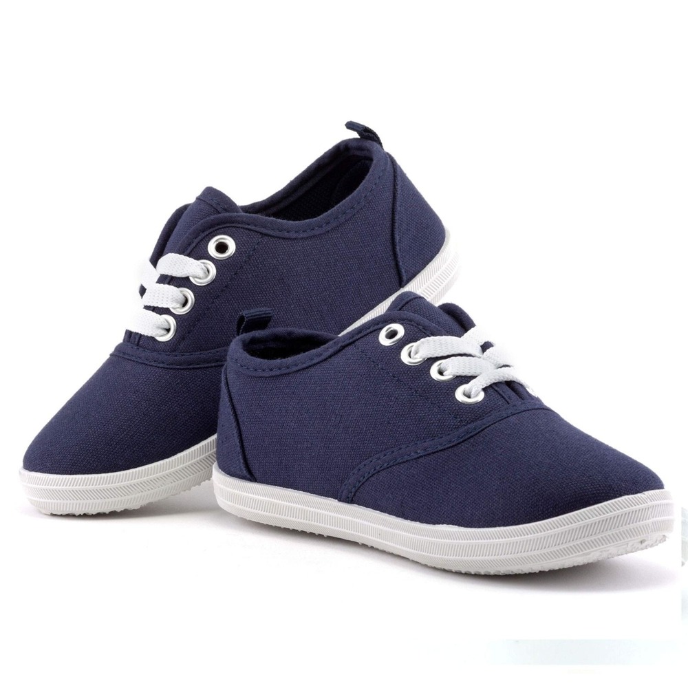 Big Girl Sneakers Zoogs Canvas Navy Lace Up 2 New With Tags